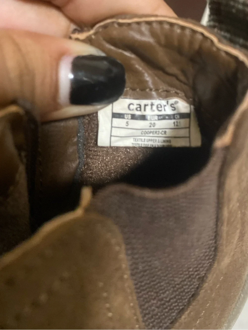 Carter's Classic Boot with zipper Brown Size 5 Baby